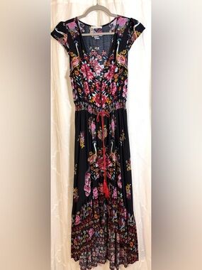 R. Vivimos Floral Maxi Dress Boho Cottagecore Tiered Flowing Size 12/14